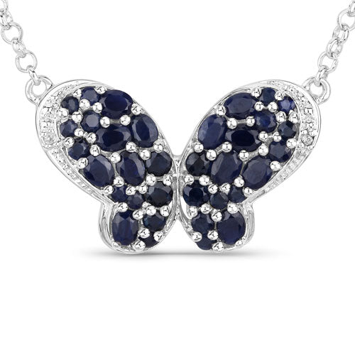 3.83 Carat Genuine Blue Sapphire and White Zircon .925 Sterling Silver Pendant by Bids.com