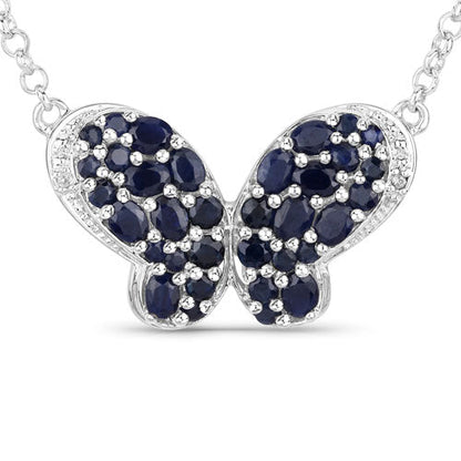 3.83 Carat Genuine Blue Sapphire and White Zircon .925 Sterling Silver Pendant by Bids.com
