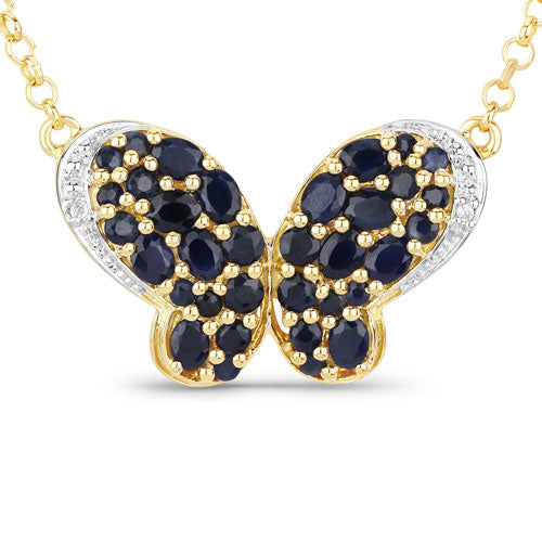 3.83 Carat Genuine Blue Sapphire and White Zircon .925 Sterling Silver Pendant by Bids.com