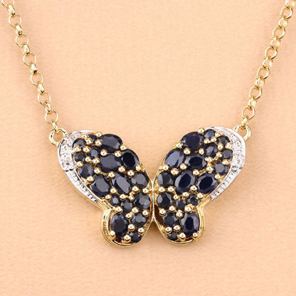 3.83 Carat Genuine Blue Sapphire and White Zircon .925 Sterling Silver Pendant by Bids.com
