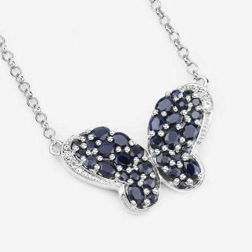 3.83 Carat Genuine Blue Sapphire and White Zircon .925 Sterling Silver Pendant by Bids.com