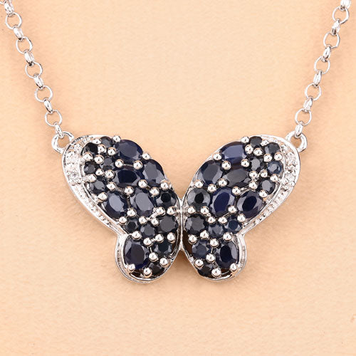 3.83 Carat Genuine Blue Sapphire and White Zircon .925 Sterling Silver Pendant by Bids.com