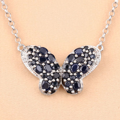 3.83 Carat Genuine Blue Sapphire and White Zircon .925 Sterling Silver Pendant by Bids.com