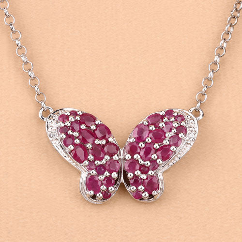 4.15 Carat Genuine Ruby and White Zircon .925 Sterling Silver Pendant by Bids.com