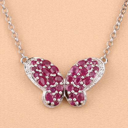 4.15 Carat Genuine Ruby and White Zircon .925 Sterling Silver Pendant by Bids.com