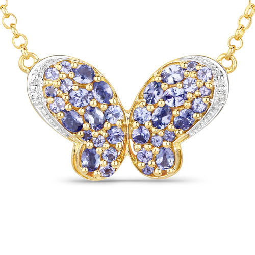 3.31 Carat Genuine Tanzanite and White Zircon .925 Sterling Silver Pendant  DestGlow