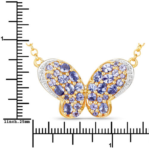 3.31 Carat Genuine Tanzanite and White Zircon .925 Sterling Silver Pendant  DestGlow