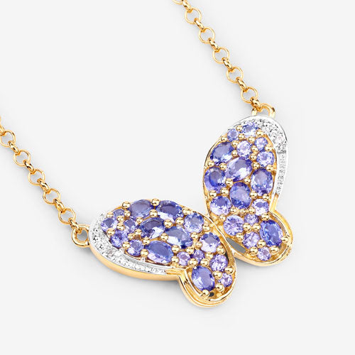 3.31 Carat Genuine Tanzanite and White Zircon .925 Sterling Silver Pendant  DestGlow