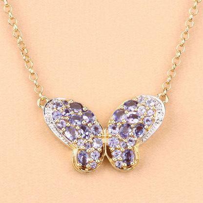 3.31 Carat Genuine Tanzanite and White Zircon .925 Sterling Silver Pendant  DestGlow