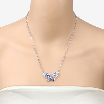 3.31 Carat Genuine Tanzanite and White Zircon .925 Sterling Silver Pendant  DestGlow