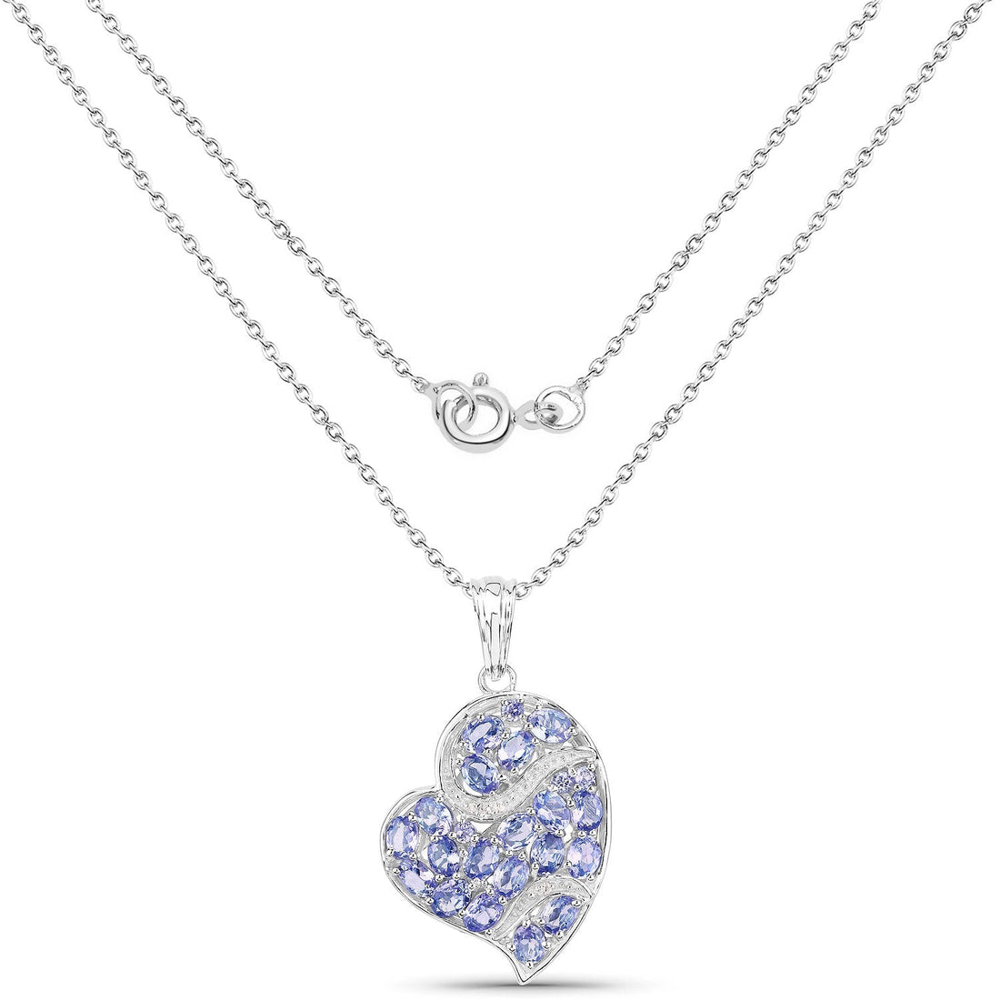 3.40 Carat Genuine Tanzanite and White Topaz .925 Sterling Silver Pendant 