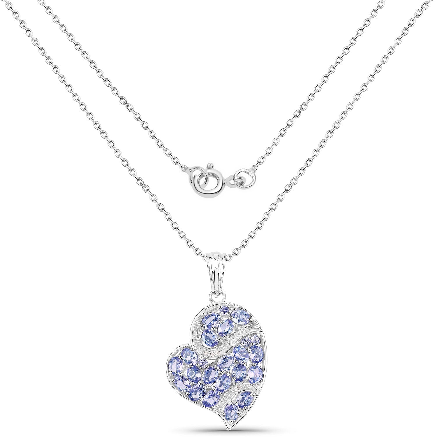 3.40 Carat Genuine Tanzanite and White Topaz .925 Sterling Silver Pendant 