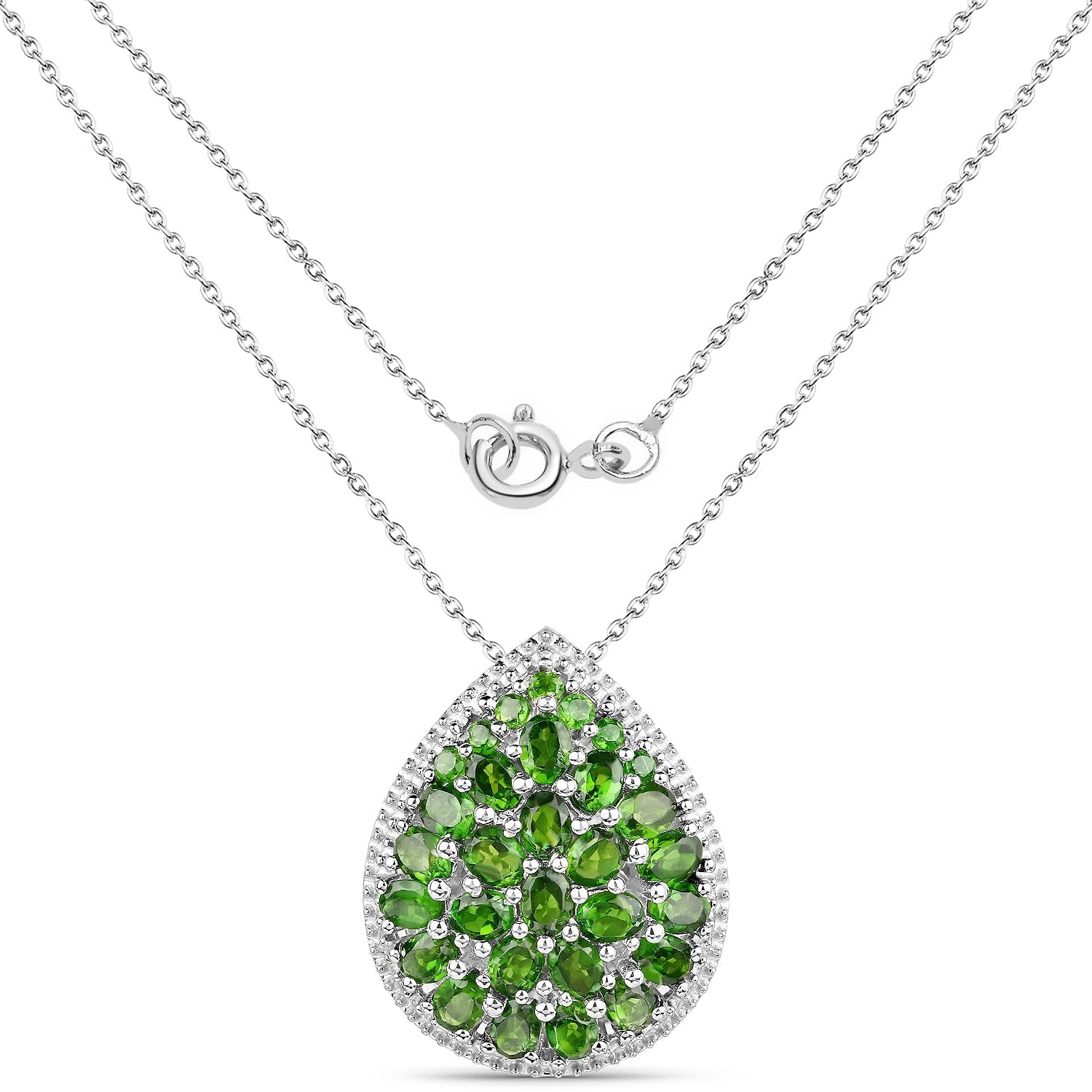 4.65 Carat Genuine Chrome Diopside .925 Sterling Silver Pendant 