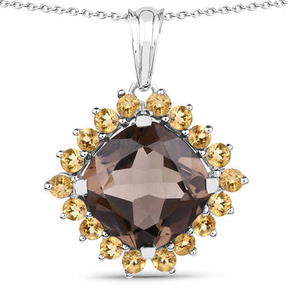 6.17 Carat Genuine Smoky Quartz and Citrine .925 Sterling Silver Pendant by Bids.com