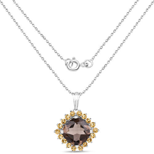 6.17 Carat Genuine Smoky Quartz and Citrine .925 Sterling Silver Pendant by Bids.com
