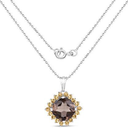 6.17 Carat Genuine Smoky Quartz and Citrine .925 Sterling Silver Pendant by Bids.com