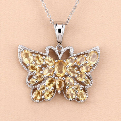 3.89 Carat Genuine Citrine .925 Sterling Silver Pendant  DestGlow
