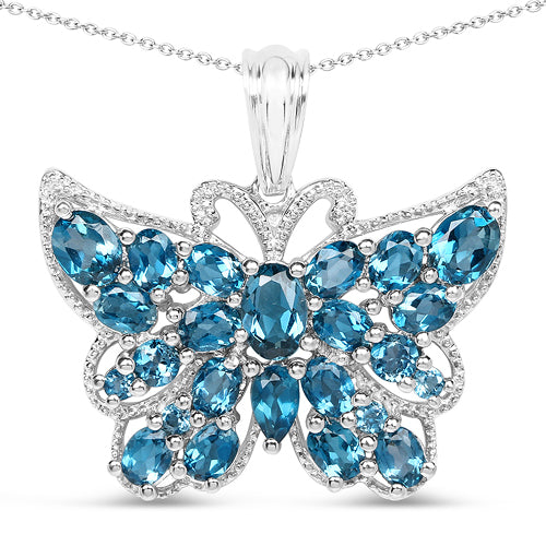 4.81 Carat Genuine London Blue Topaz .925 Sterling Silver Pendant by Bids.com