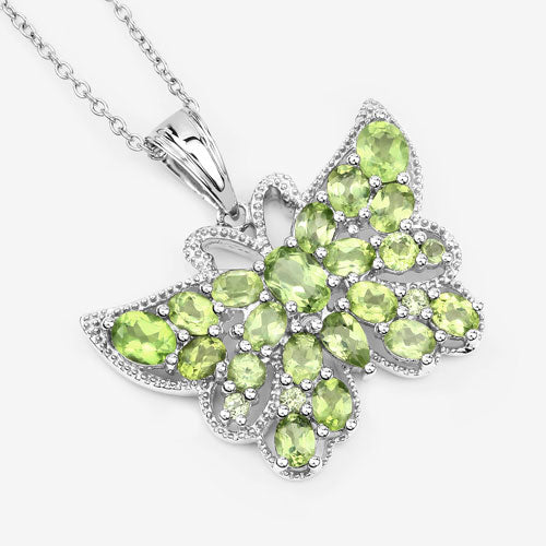 4.05 Carat Genuine Peridot .925 Sterling Silver Pendant  DestGlow