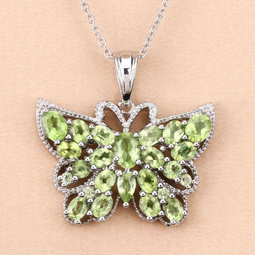 4.05 Carat Genuine Peridot .925 Sterling Silver Pendant  DestGlow