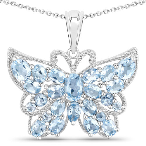 4.84 Carat Genuine Swiss Blue Topaz .925 Sterling Silver Pendant by Bids.com