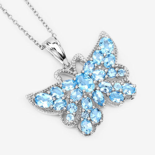 4.84 Carat Genuine Swiss Blue Topaz .925 Sterling Silver Pendant by Bids.com