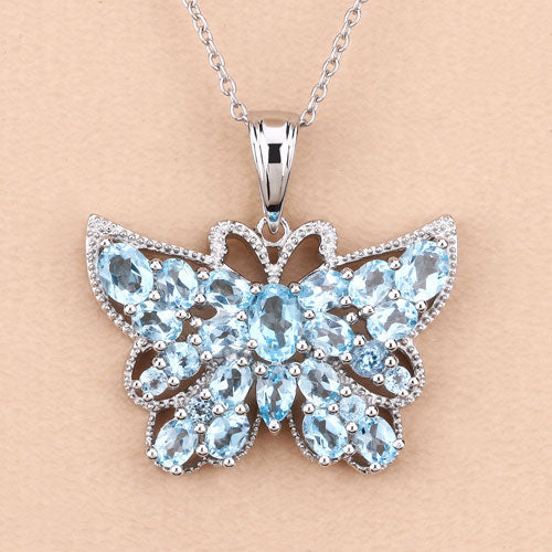 4.84 Carat Genuine Swiss Blue Topaz .925 Sterling Silver Pendant by Bids.com