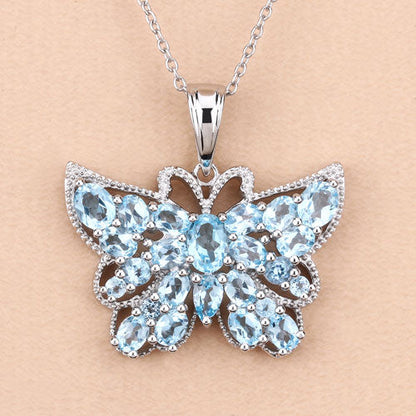 4.84 Carat Genuine Swiss Blue Topaz .925 Sterling Silver Pendant by Bids.com