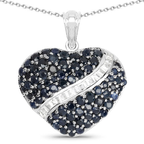 4.60 Carat Genuine Blue Sapphire and White Topaz .925 Sterling Silver Pendant by Bids.com