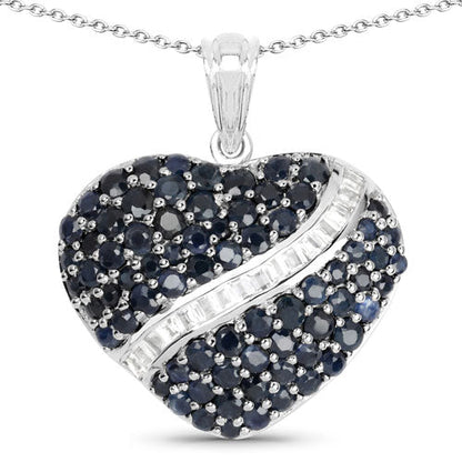 4.60 Carat Genuine Blue Sapphire and White Topaz .925 Sterling Silver Pendant by Bids.com