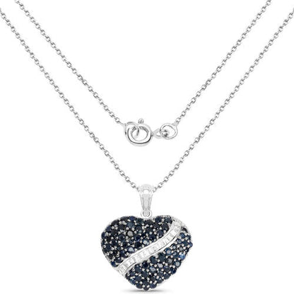 4.60 Carat Genuine Blue Sapphire and White Topaz .925 Sterling Silver Pendant by Bids.com