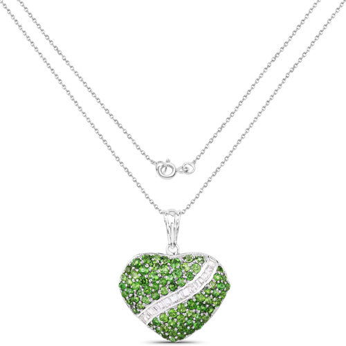 4.51 Carat Genuine Chrome Diopside and White Topaz .925 Sterling Silver Pendant by Bids.com