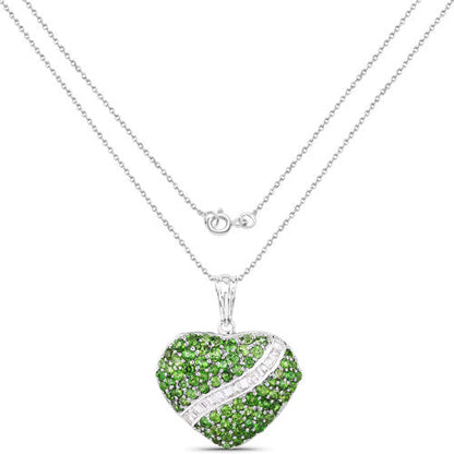 4.51 Carat Genuine Chrome Diopside and White Topaz .925 Sterling Silver Pendant by Bids.com
