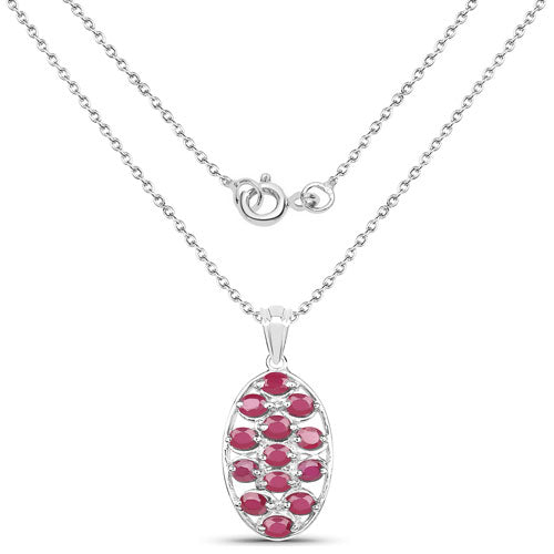 2.86 Carat Glass Filled Ruby .925 Sterling Silver Pendant  DestGlow