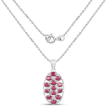 2.86 Carat Glass Filled Ruby .925 Sterling Silver Pendant  DestGlow