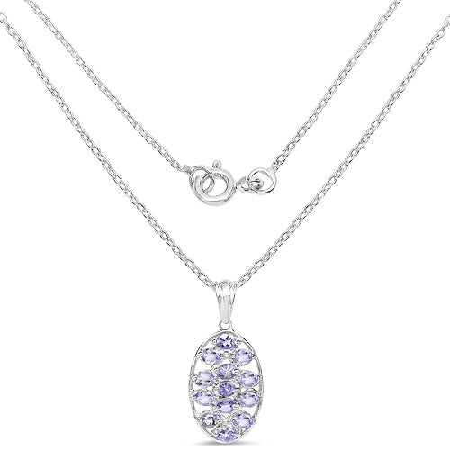 2.21 Carat Genuine Tanzanite .925 Sterling Silver Pendant  DestGlow
