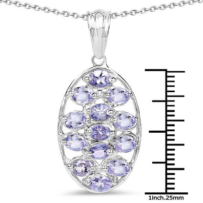2.21 Carat Genuine Tanzanite .925 Sterling Silver Pendant  DestGlow
