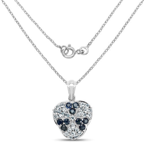 2.73 Carat Genuine Blue Sapphire and Aquamarine .925 Sterling Silver Pendant by Bids.com