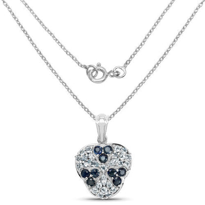 2.73 Carat Genuine Blue Sapphire and Aquamarine .925 Sterling Silver Pendant by Bids.com