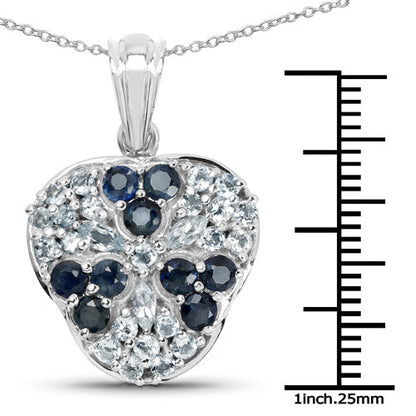 2.73 Carat Genuine Blue Sapphire and Aquamarine .925 Sterling Silver Pendant by Bids.com