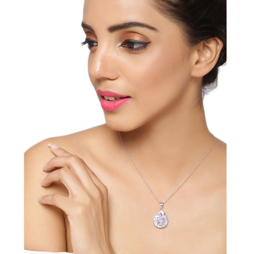 2.64 Carat Genuine Tanzanite and White Topaz .925 Sterling Silver Pendant  DestGlow