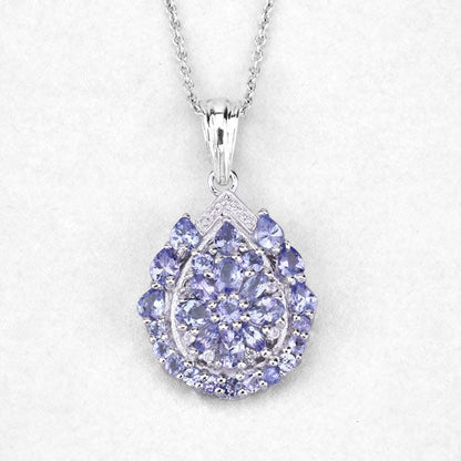 2.64 Carat Genuine Tanzanite and White Topaz .925 Sterling Silver Pendant  DestGlow