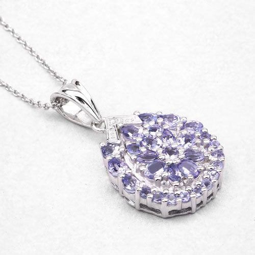 2.64 Carat Genuine Tanzanite and White Topaz .925 Sterling Silver Pendant  DestGlow