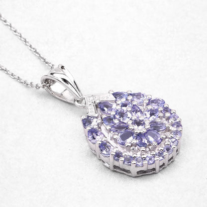 2.64 Carat Genuine Tanzanite and White Topaz .925 Sterling Silver Pendant  DestGlow