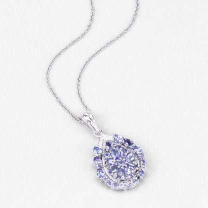2.64 Carat Genuine Tanzanite and White Topaz .925 Sterling Silver Pendant  DestGlow