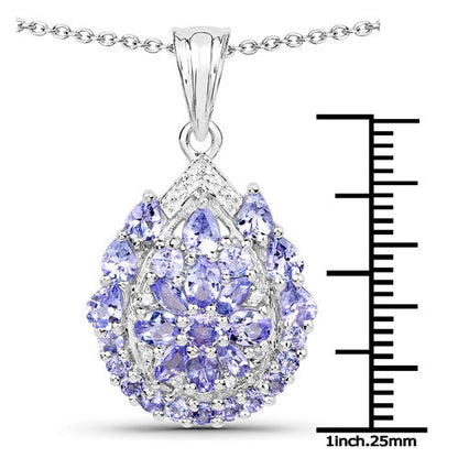 2.64 Carat Genuine Tanzanite and White Topaz .925 Sterling Silver Pendant  DestGlow