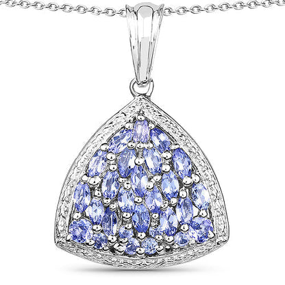 1.96 Carat Genuine Tanzanite .925 Sterling Silver Pendant  DestGlow
