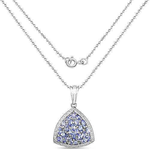 1.96 Carat Genuine Tanzanite .925 Sterling Silver Pendant  DestGlow