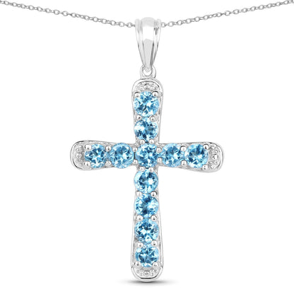 3.85 Carat Genuine Blue Topaz .925 Sterling Silver Pendant 