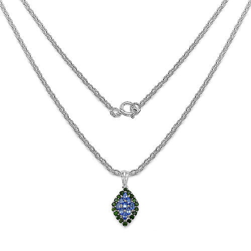 1.40 Carat Genuine Tanzanite and Chrome Diopside .925 Sterling Silver Pendant by Bids.com
